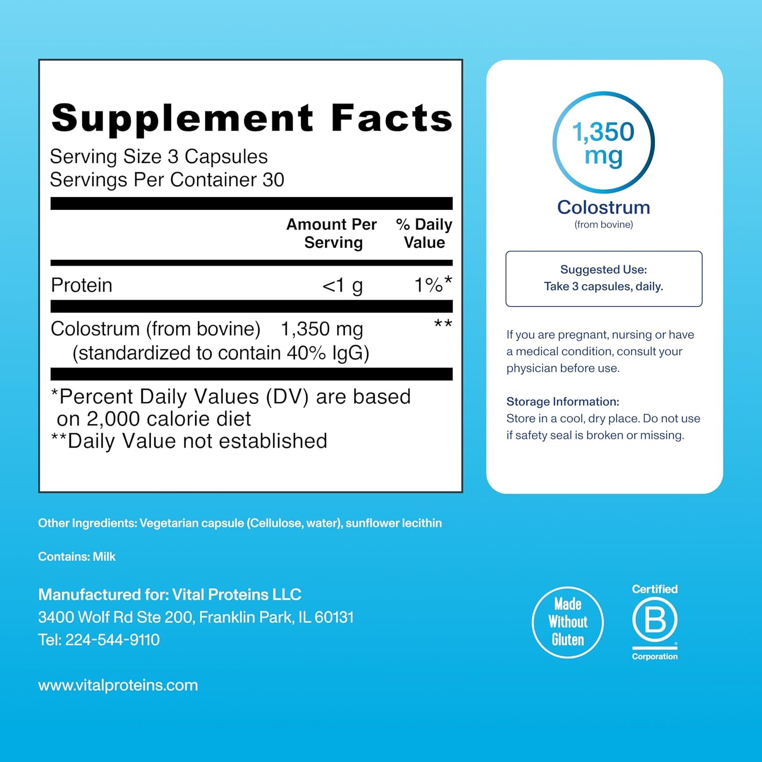 image:imageVital Proteins Bovine Colostrum Supplement 90 Capsules