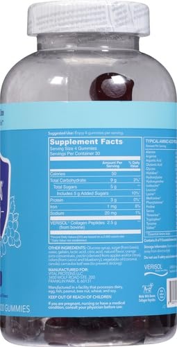 image:imageVital Proteins Collagen Gummies 25g of ClinicallyTested Collagen for Hair Skin Nails amp Wrinkles 120 ct 30Day Supply Grape FlavorGrape
