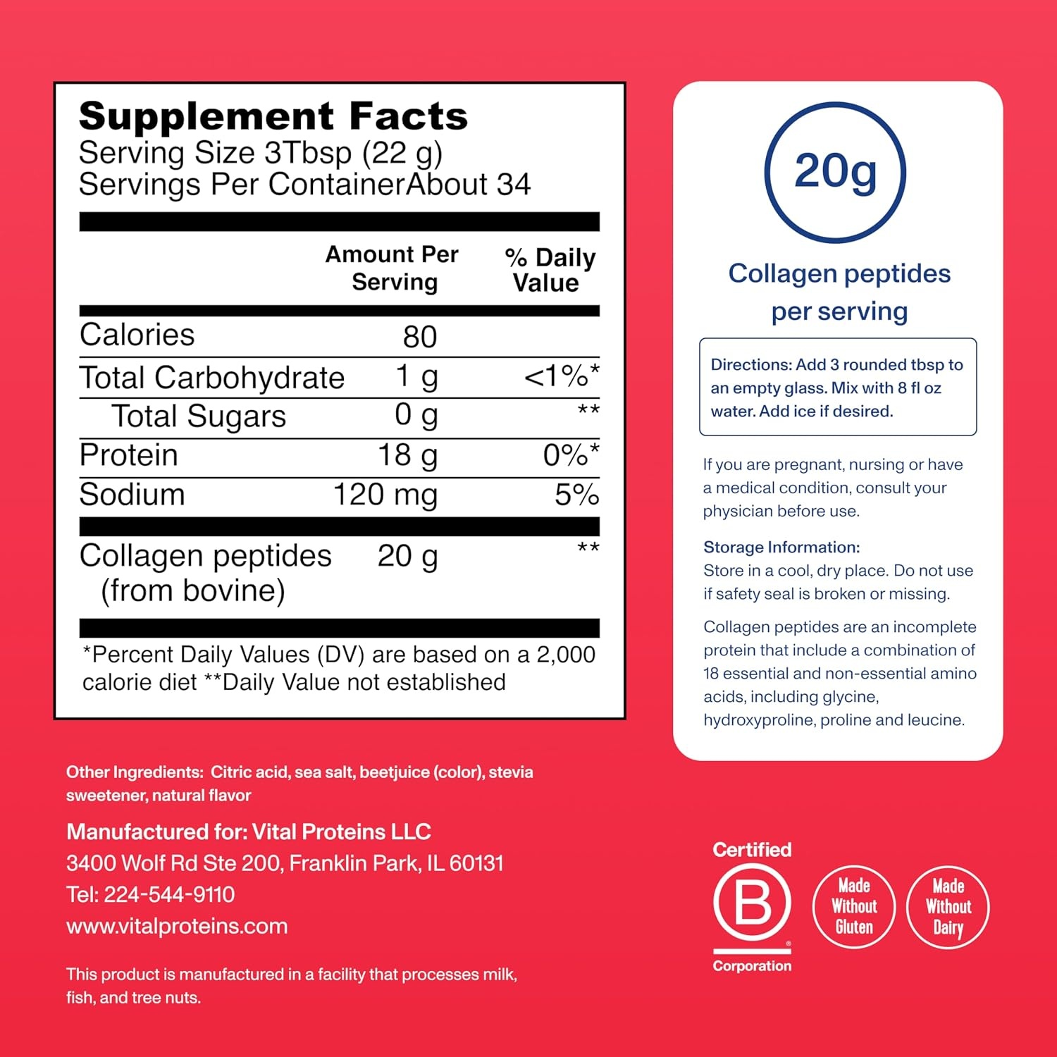 image:imageVital Proteins Collagen Peptides Powder Ice Pop Flavored Powder for Hair Nail Skin Bone amp Joint Health 263oz