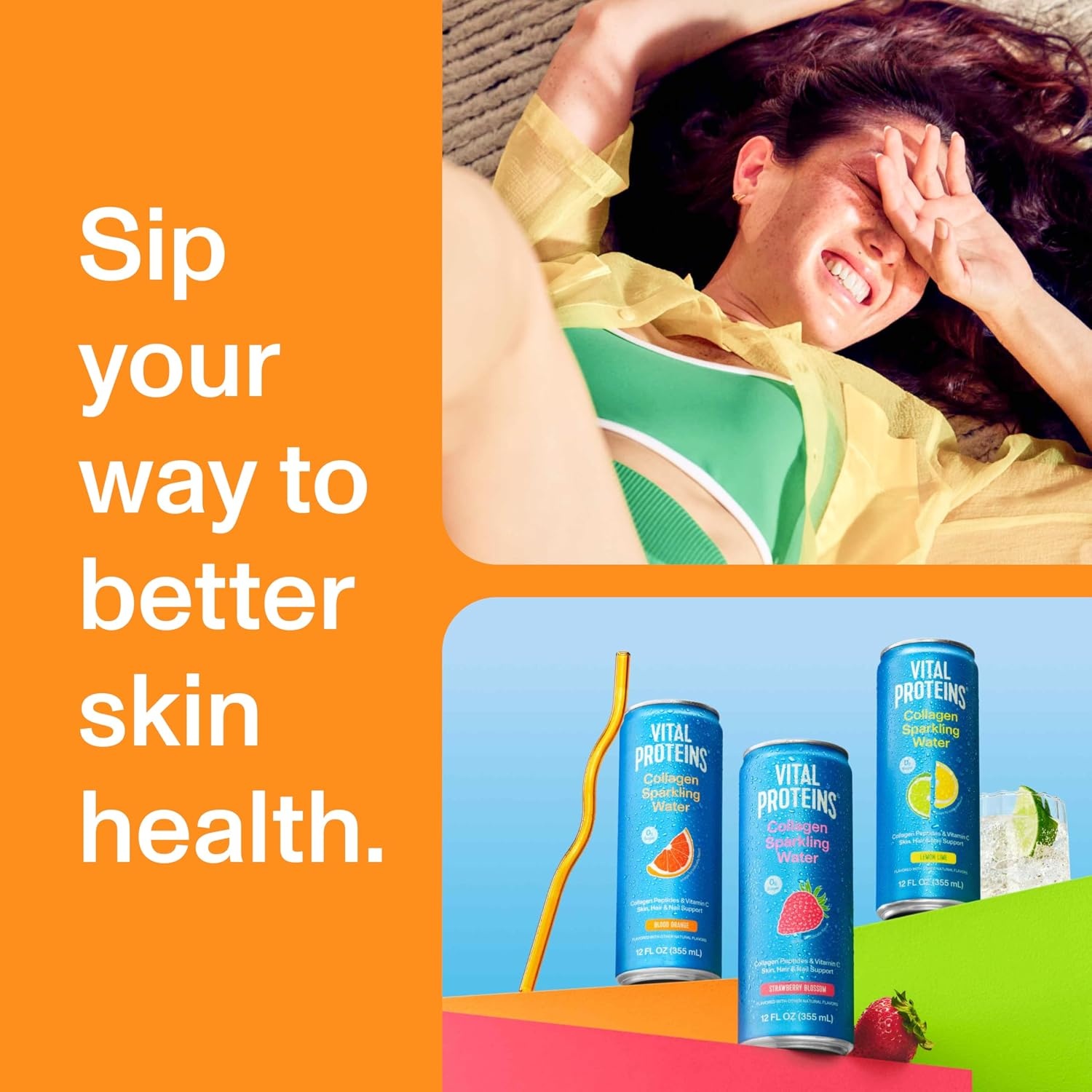 image:imageVital Proteins Collagen Sparkling Water Strawberry Blossom 12 FL OZ 12 PackBlood Orange