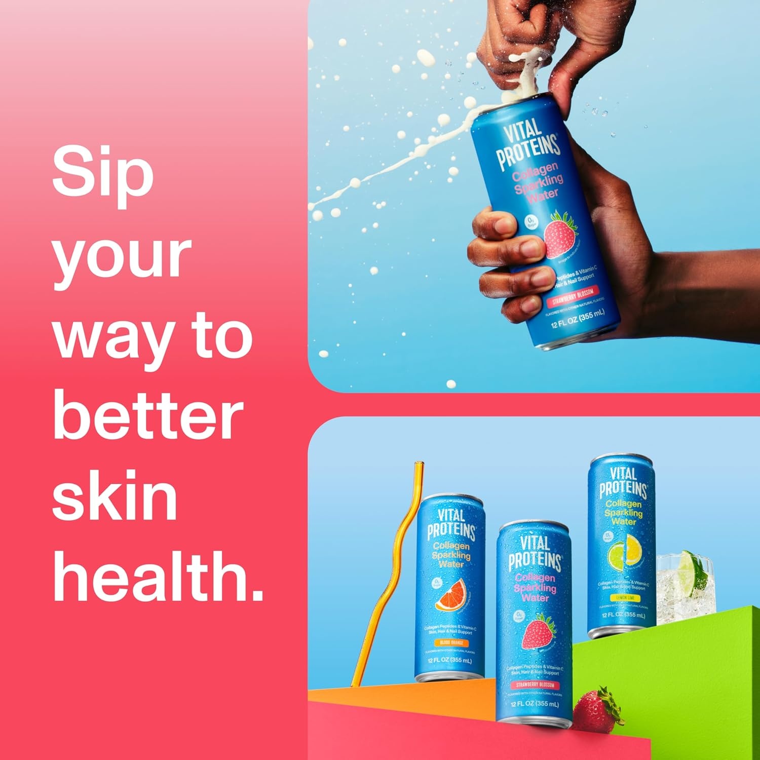 image:imageVital Proteins Collagen Sparkling Water Strawberry Blossom 12 FL OZ 12 PackStrawberry Blossom