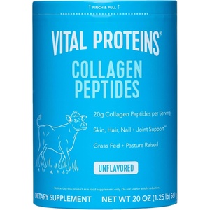 Vital Proteins Grass Fed Collagen Peptides Powder, Supports Hair, Skin, Nails, Bones, and Joints Health, Hydrolyzed Peptides – Zero Sugar, Unflavored, 20oz